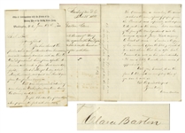 Excellent Clara Barton Autograph Letter Twice-Signed, Regarding the 1866 Trial of Dorence Atwater, the Famous POW at Andersonville Who Smuggled Out the Death List
